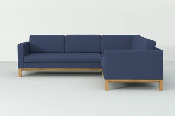 Ecksofas Delgano Ecksofas aus Stoff mit blauem Bezug